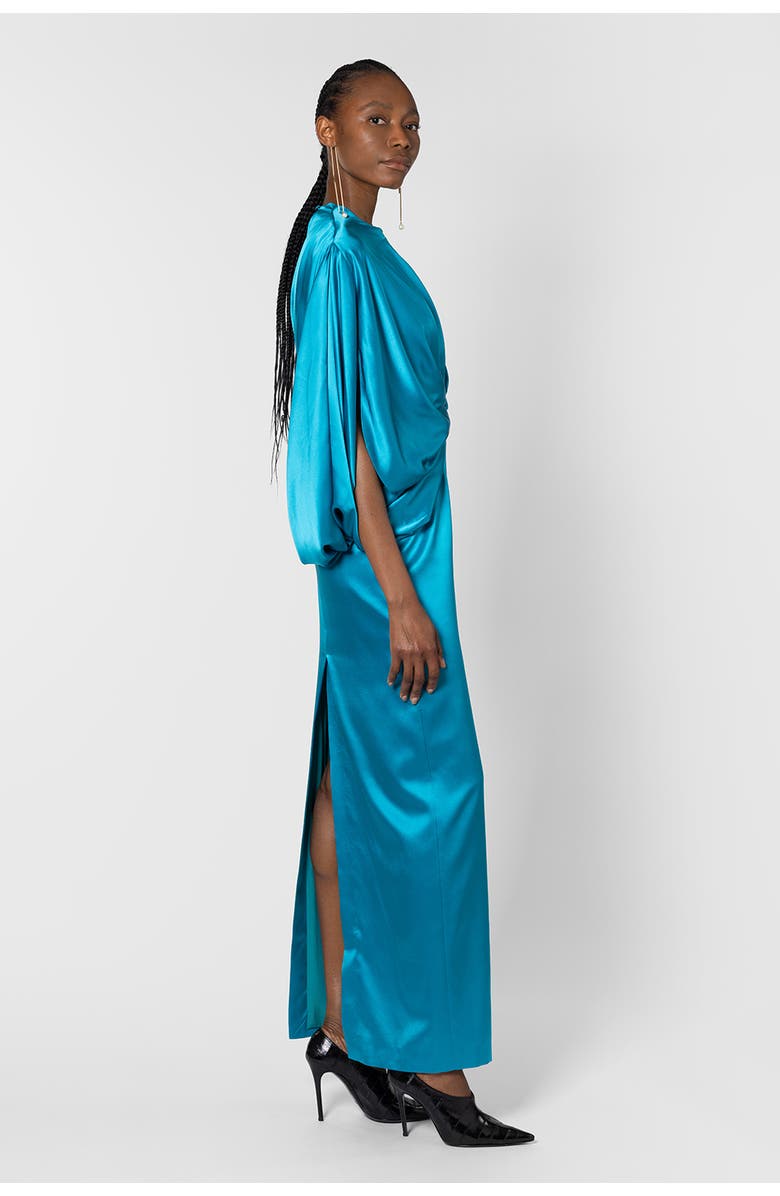 Roksanda Rani Knot-Front Draped Maxi Dress, Alternate, color, Azure