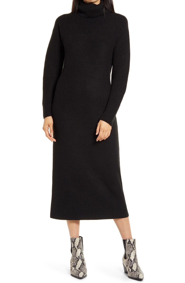 Charles Henry Long Sleeve Turtleneck Sweater Dress, Main, color,