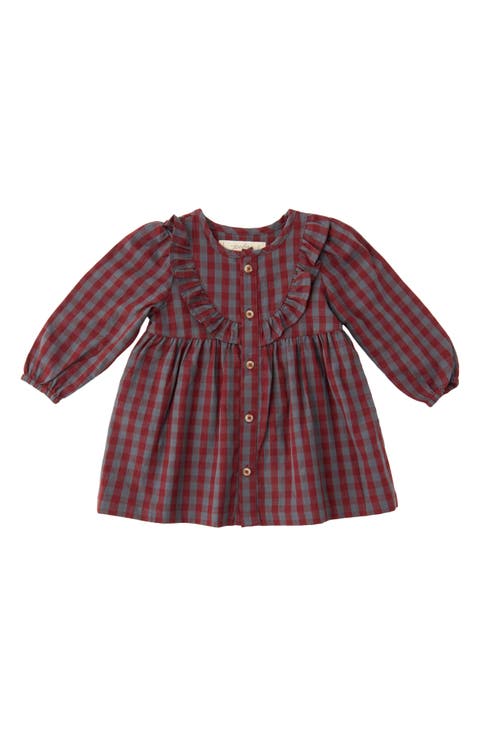 Gingham Ruffle Organic Cotton Dress