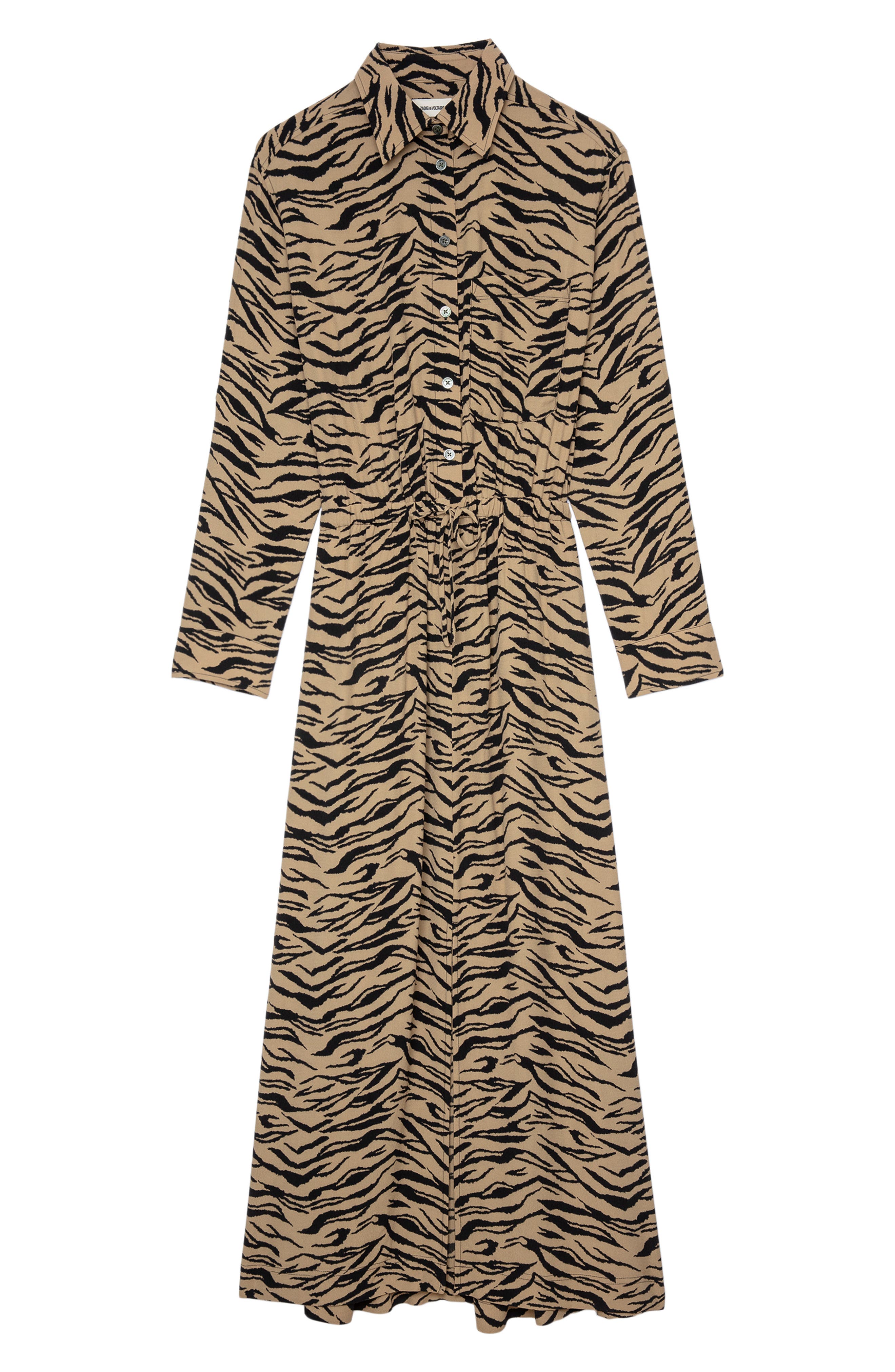 Zadig & Voltaire Radial Tiger Print Maxi Shirtdress (Women) | Nordstrom