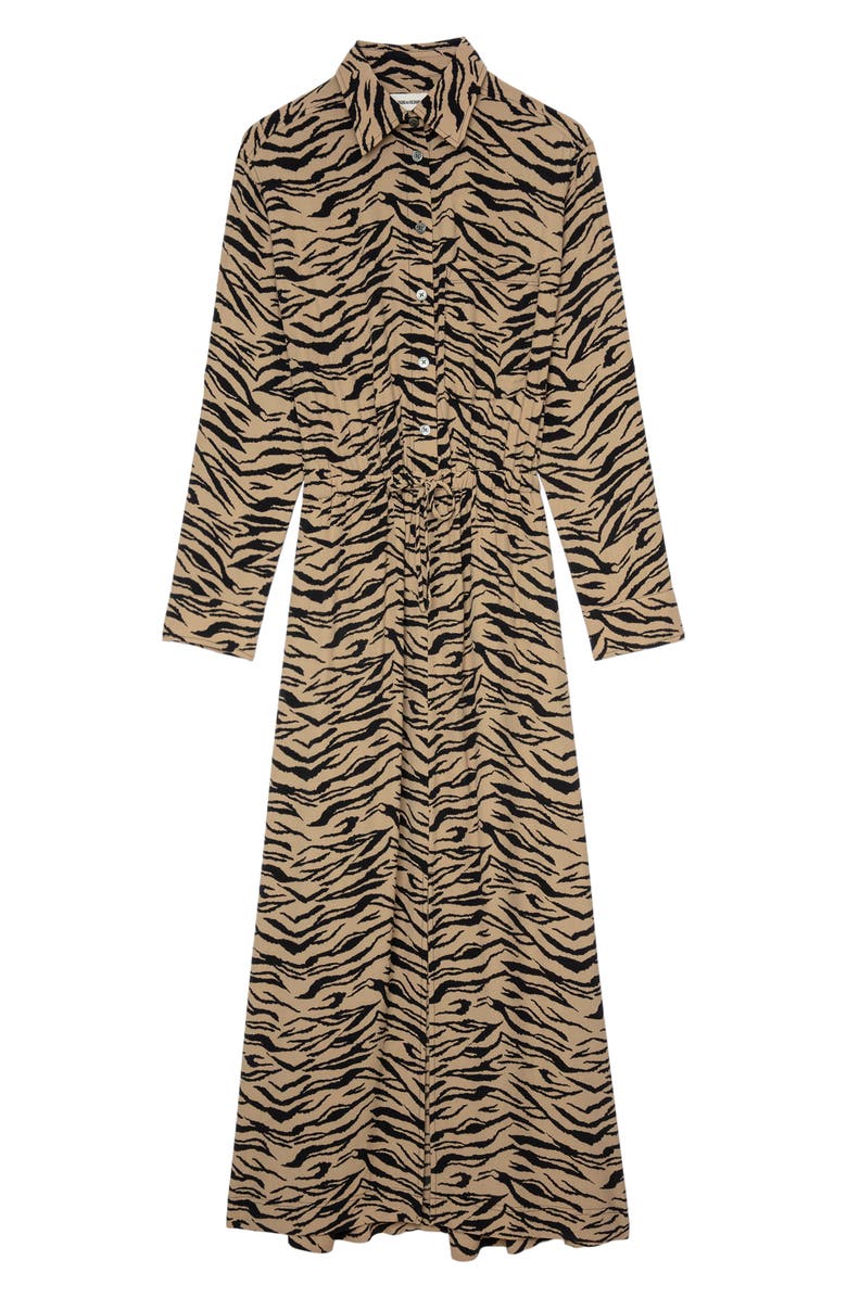 Zadig & Voltaire Radial Tiger Print Maxi Shirtdress, Alternate, color, Natural
