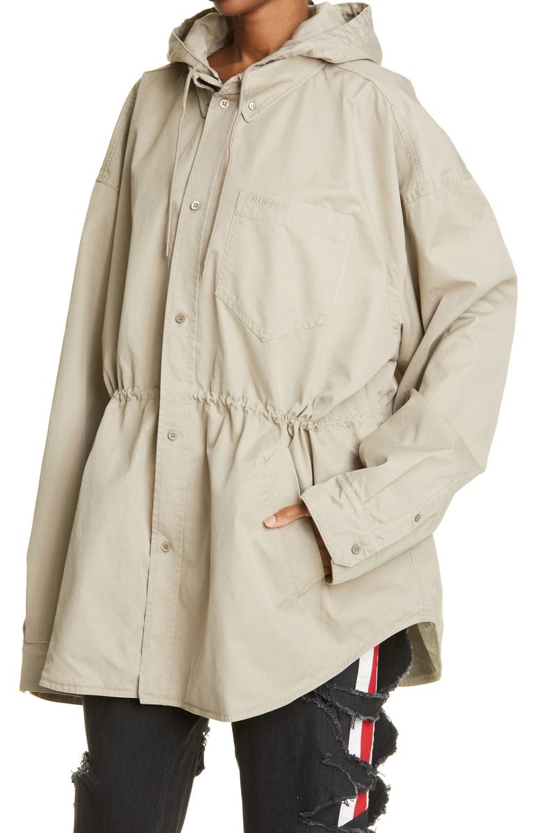 Balenciaga Hooded Cotton Overshirt, Alternate, color, 