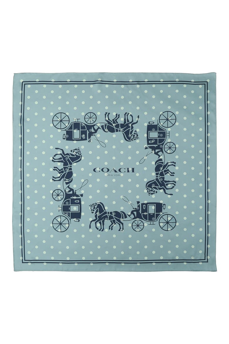 Horse & Carriage Polka Dot Silk Square Scarf, Alternate, color, BLUEBELL/ DEEP BLUE