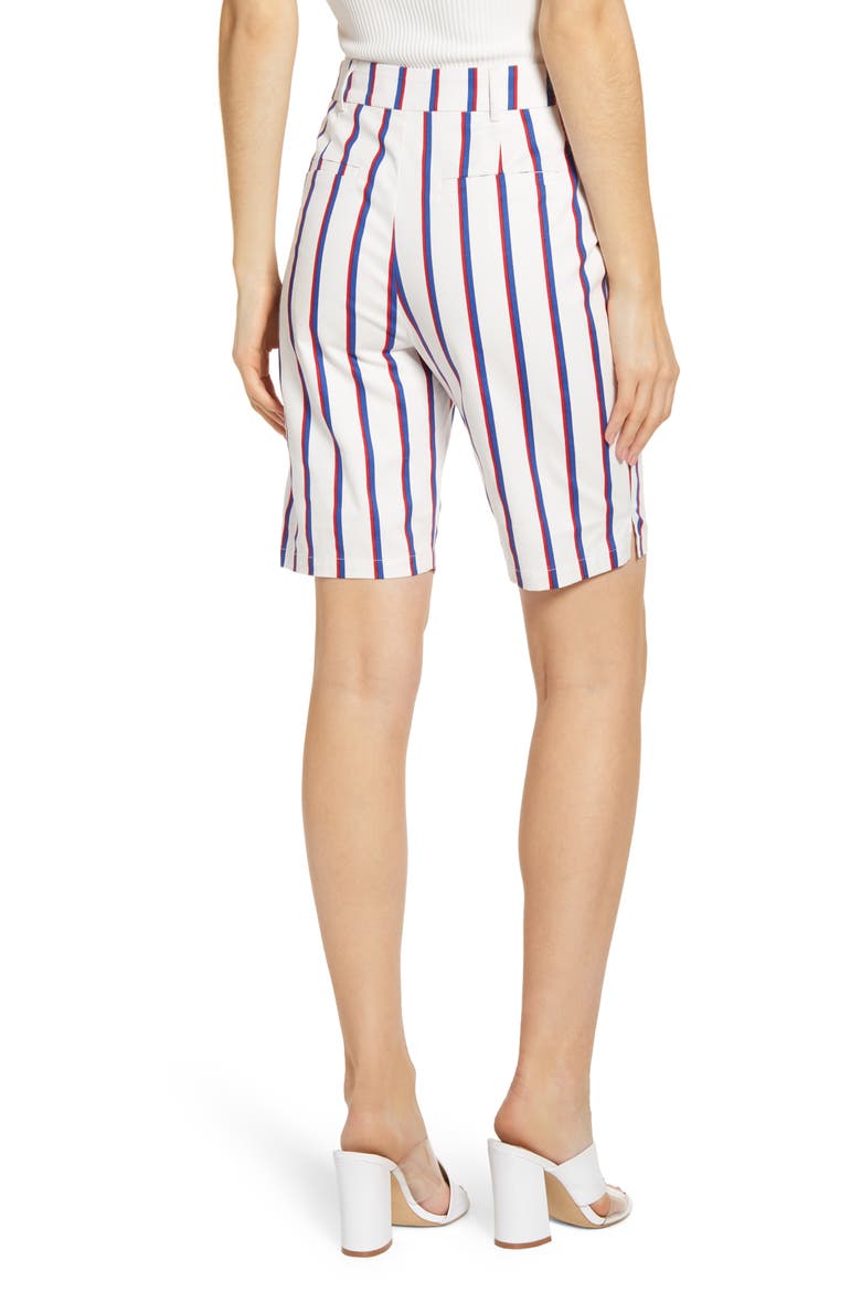 Stripe Stretch Cotton Bermuda Shorts, Alternate, color, WHITE