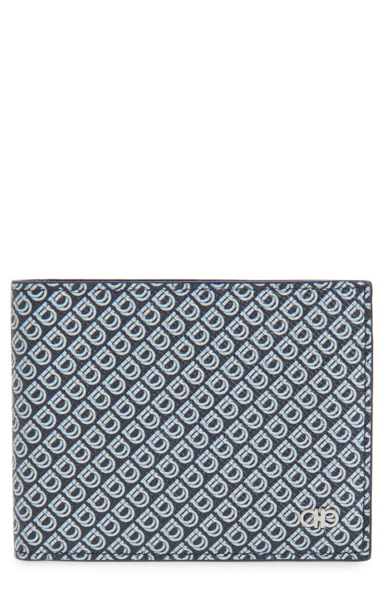 FERRAGAMO Micro Gancio Bifold Wallet, Main, color, New Navy Nero