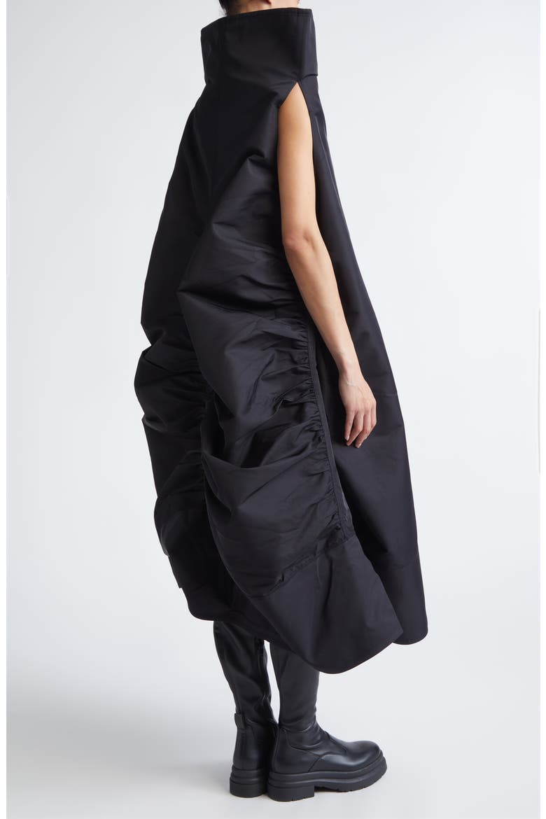 High Collar Volume Dress, Alternate, color, BLACK