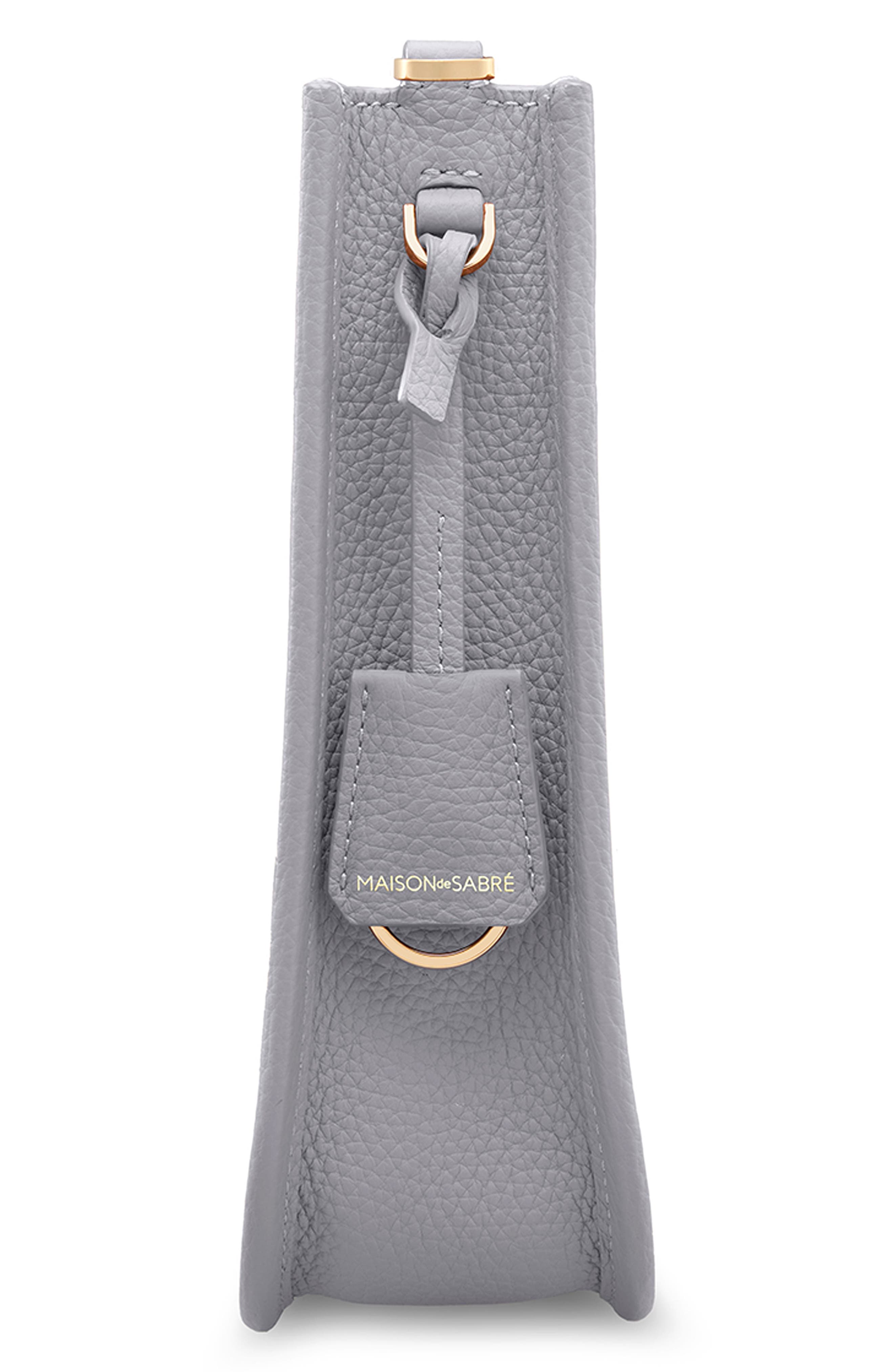 Leather Mini Saddle Bag, Alternate, color, Dove Grey
