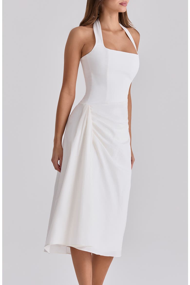 Tallulah Halter Neck Midi Dress, Alternate, color, WHITE