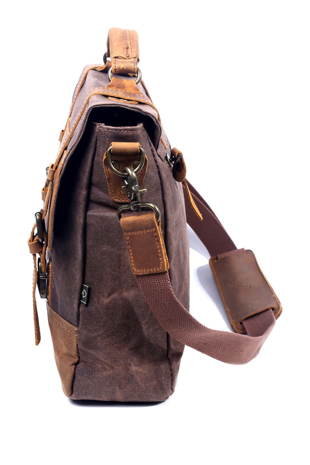 THE SAME DIRECTION Stone Creek Waxed Canvas Briefcase, Alternate, color, Brown