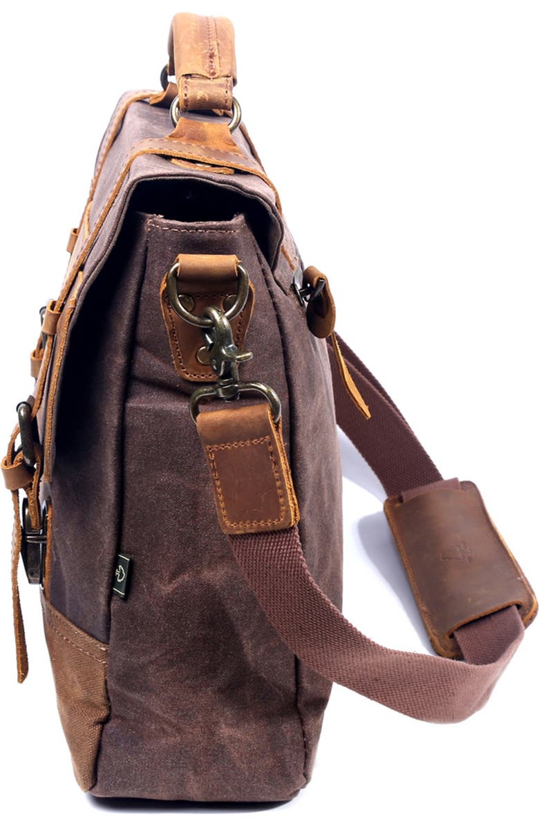 THE SAME DIRECTION Stone Creek Waxed Canvas Briefcase, Alternate, color, Brown