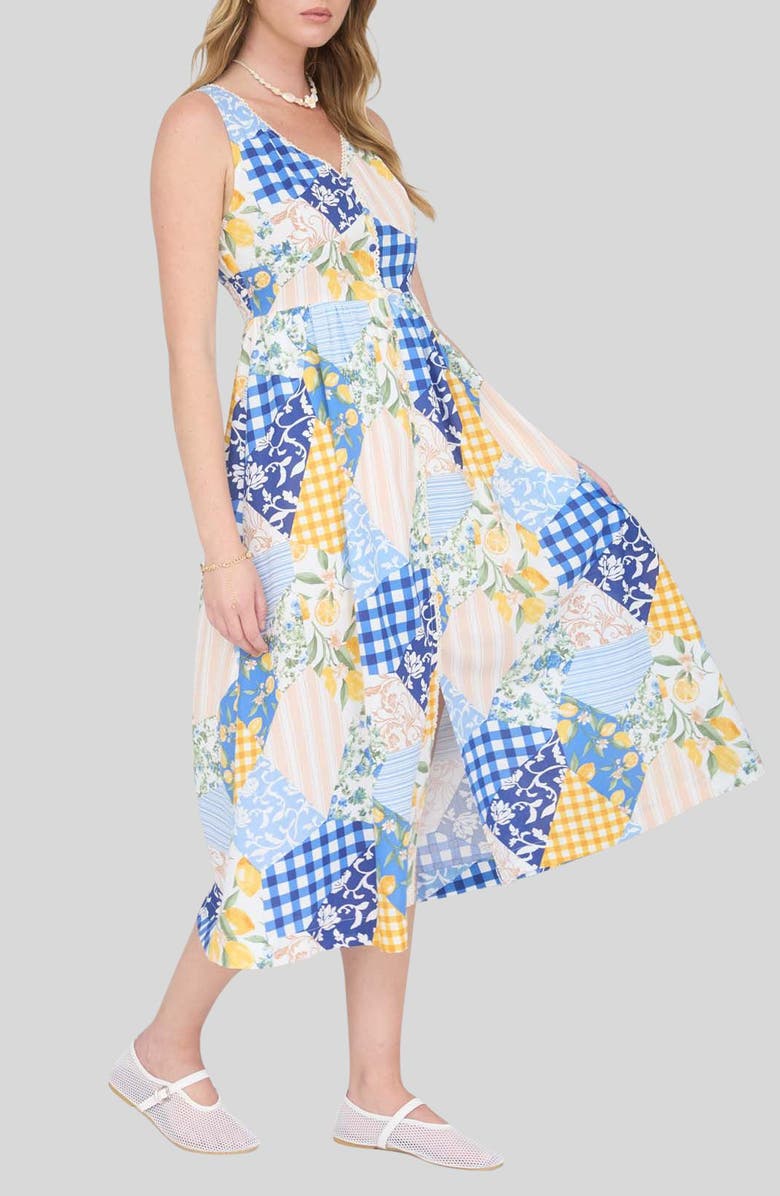 Blu Pepper Patchwork Sleeveless Midi Dress, Alternate, color,