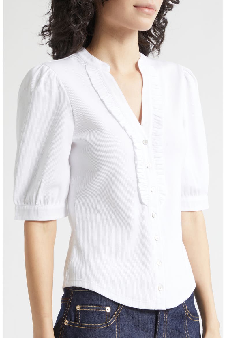 Junie Ruffle Rib Top, Alternate, color, WHITE/ WHITE