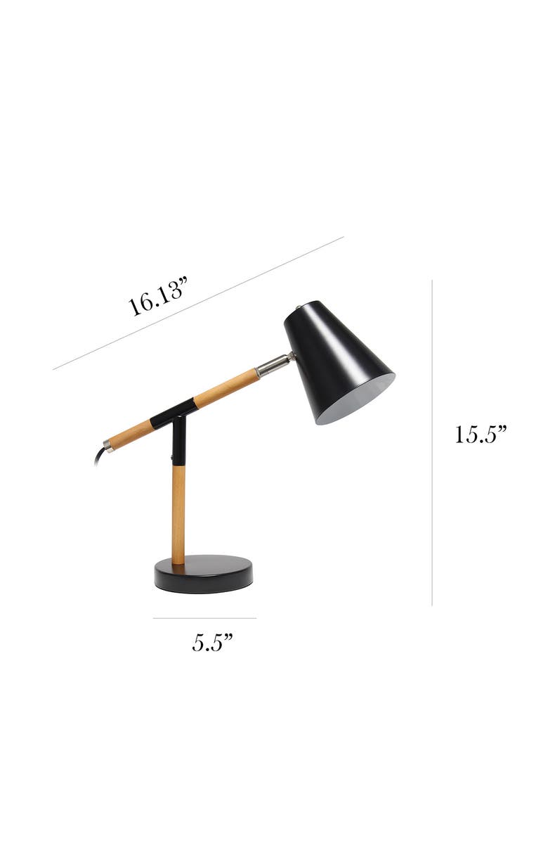 LALIA HOME Black Matte Wood Pivoting Desk Lamp, Alternate, color,