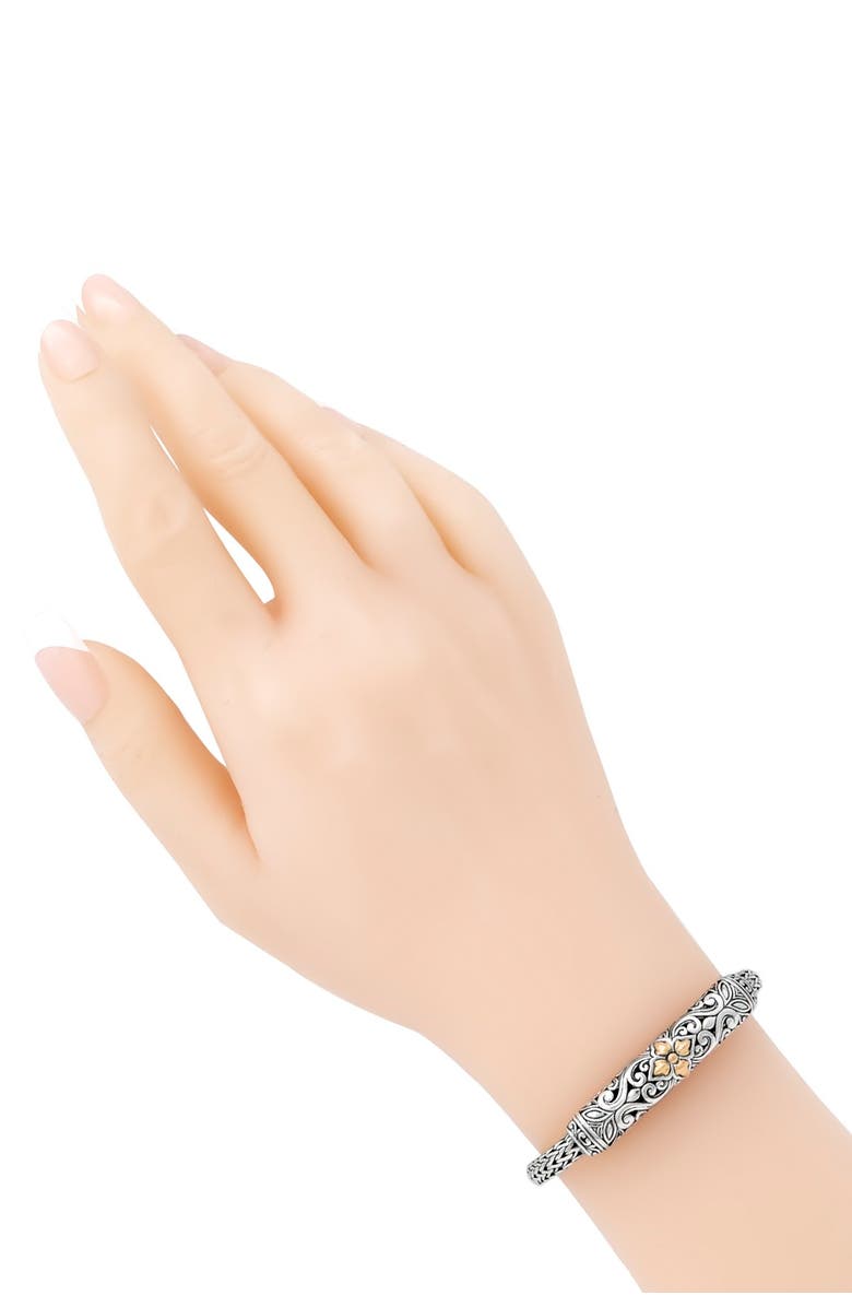 DEVATA 18K Gold & Sterling Silver Bali Filigree Dragon Bone Oval Chain Bracelet, Alternate, color,