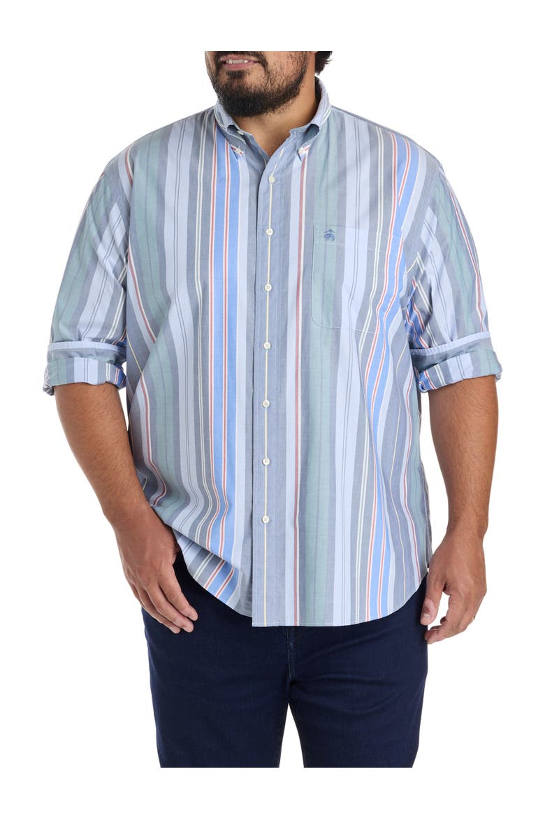 Big & Tall Multi-Striped Friday Sport Shirt, Main, color, STRIPE BLUE GREEN