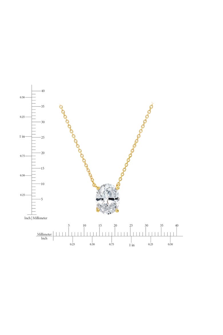Oval Cut Cubic Zirconia Pendant Necklace, Alternate, color, 18KYG/ CLEAR STONE