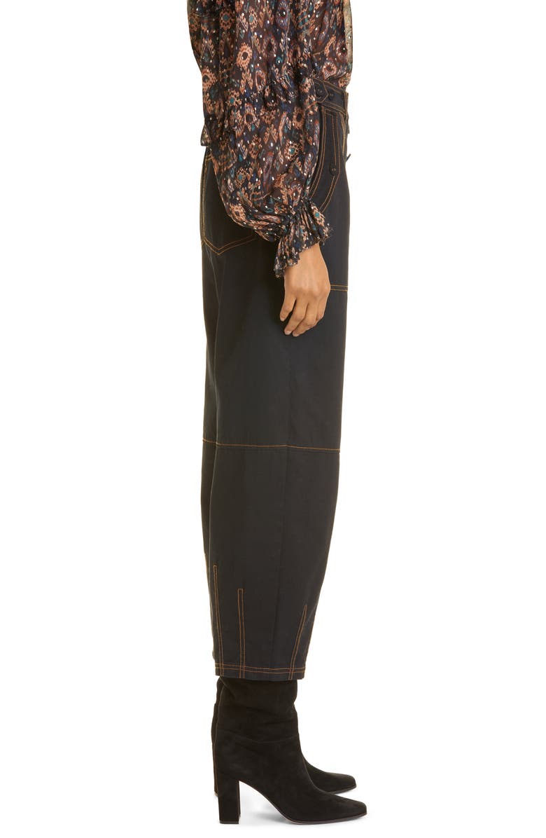 Ulla Johnson Jupiter Topstitch Crop Pants, Alternate, color, Raven