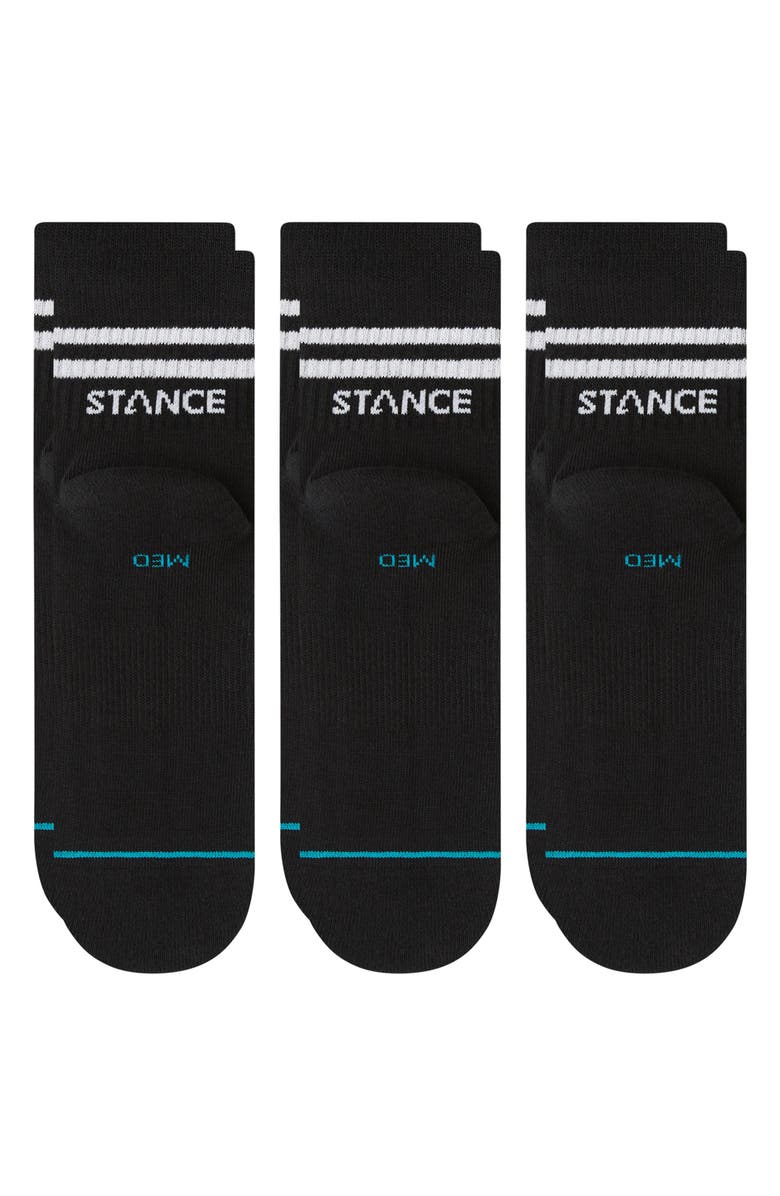 Stance Core 3-Pack Cotton Blend Quarter Socks, Alternate, color, Black