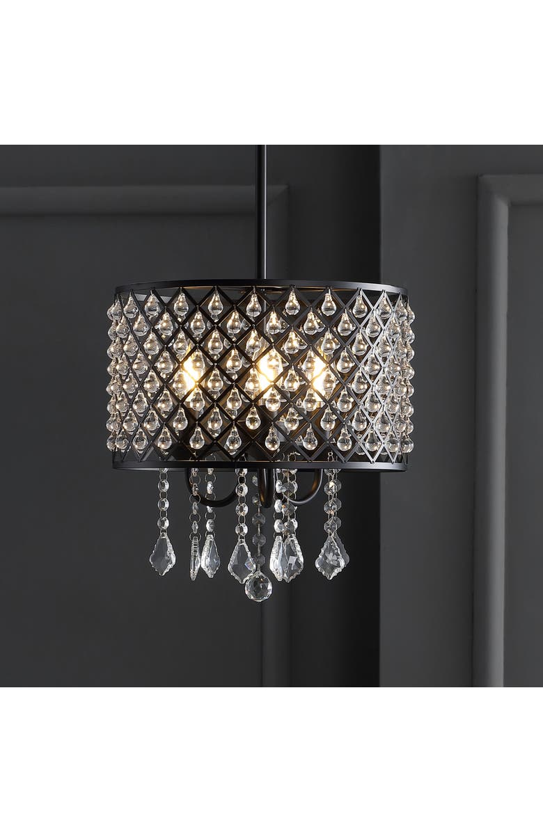 JONATHAN Y Gigi Metal/Crystal Adjustable LED Drop Chandelier, Alternate, color, Black