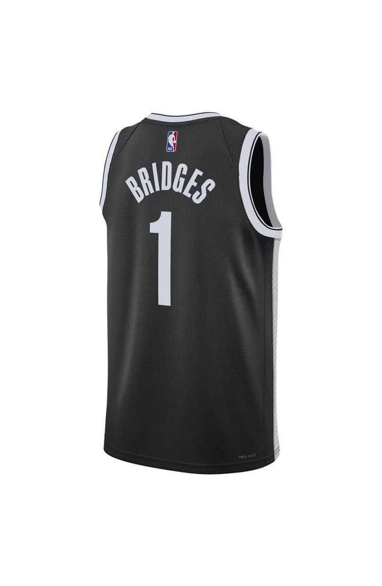 Nike Unisex Nike Mikal Bridges Black Brooklyn Nets Swingman Jersey - Icon Edition, Alternate, color,