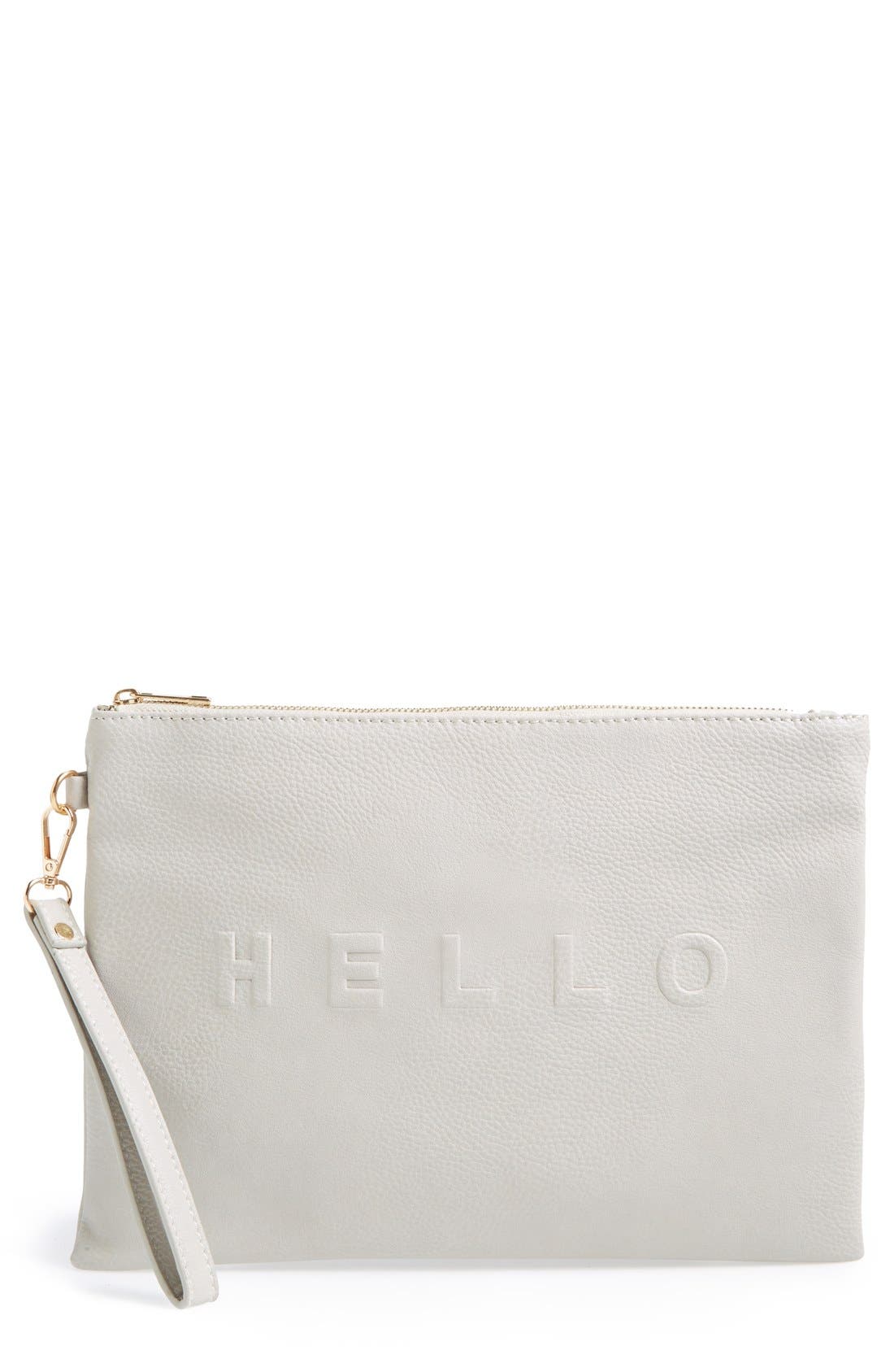 'Justine - Conversation' Oversize Clutch, Main, color, GREY