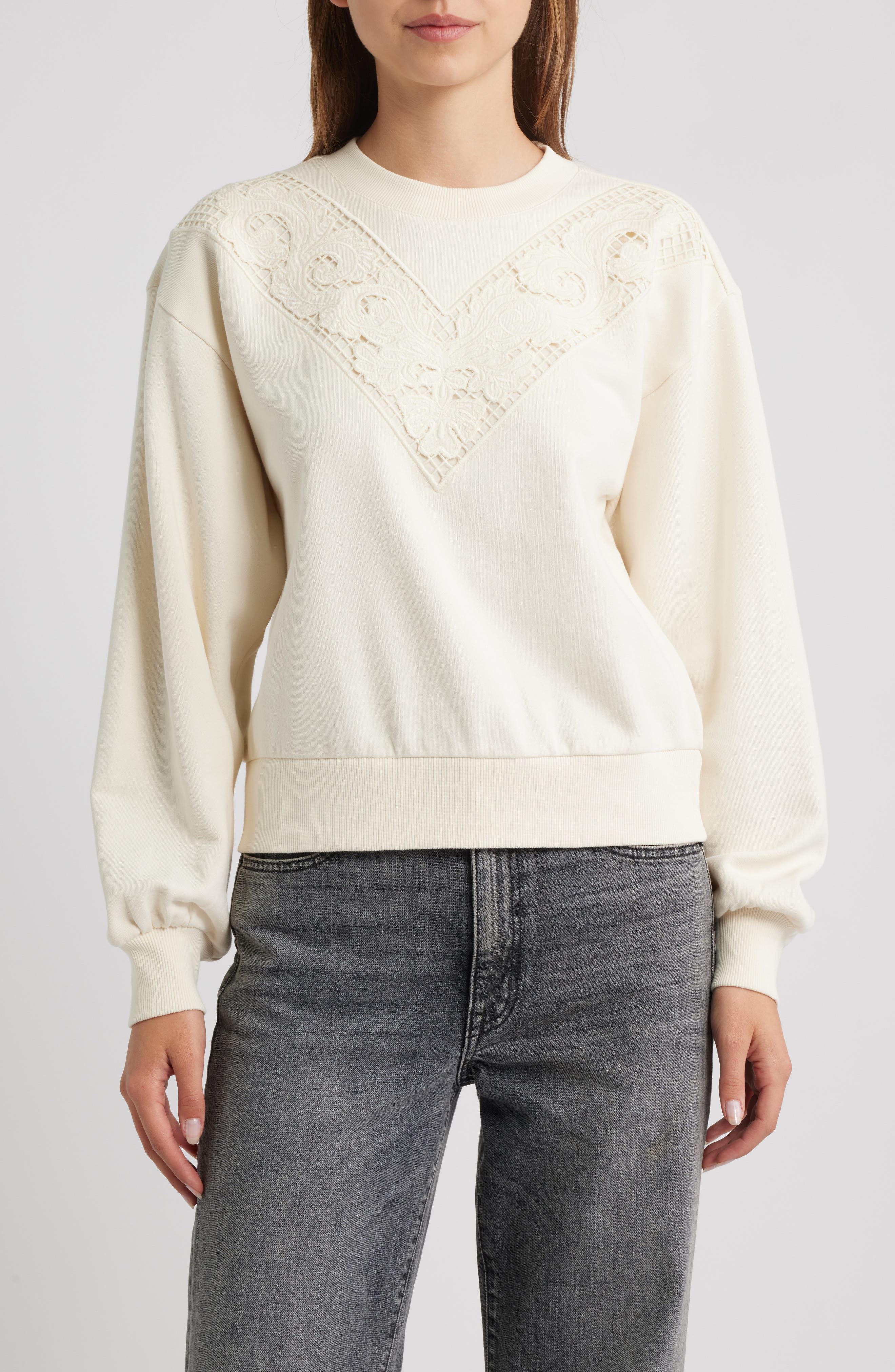 PAIGE Nimona Lace Trim Sweatshirt