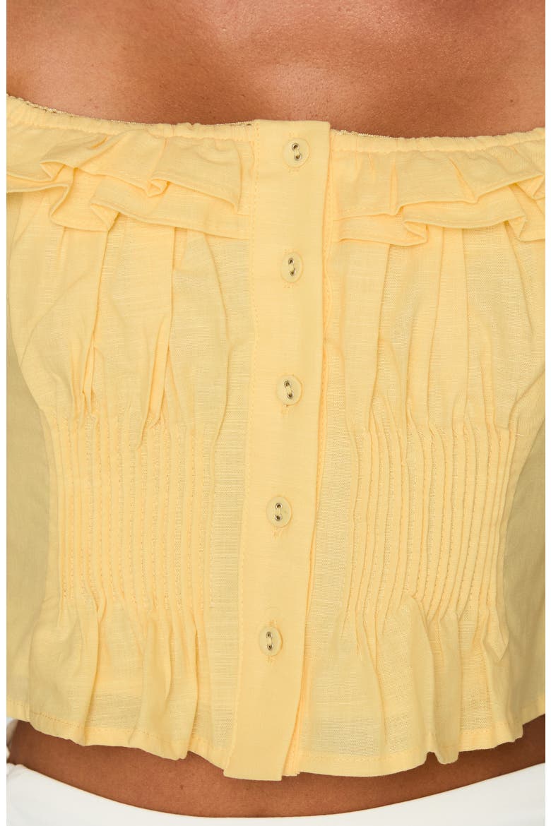 Isadoria Ruffle Trim Cotton & Linen Tank, Alternate, color, YELLOW