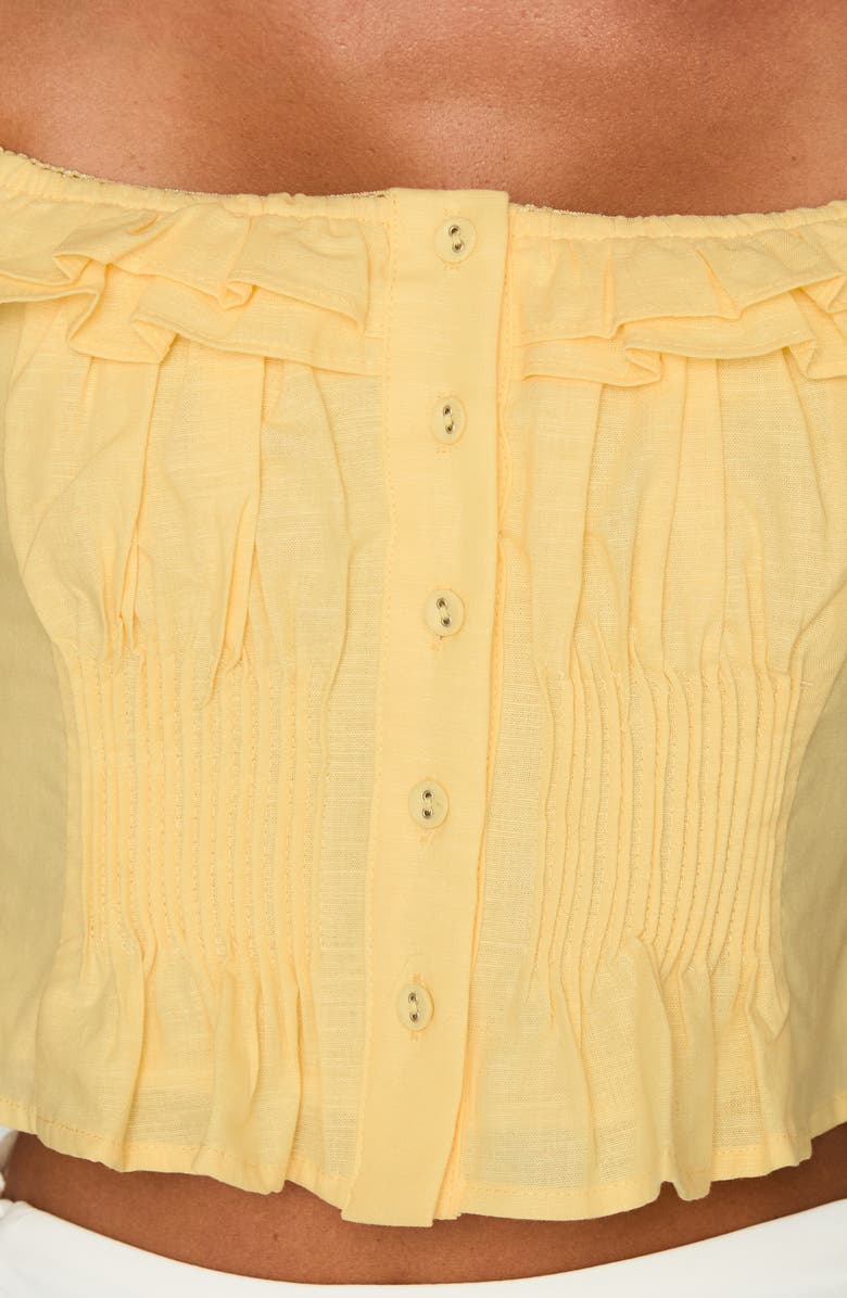 Princess Polly Isadoria Ruffle Trim Cotton & Linen Tank, Alternate, color, Yellow