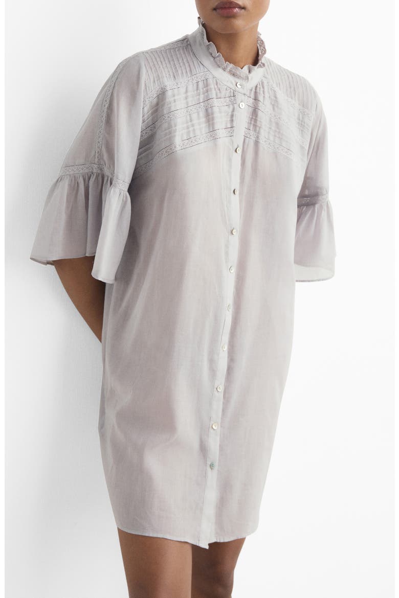 Pintuck Accent Short Sleeve Cotton Nightshirt, Main, color, LIGHT/ PASTEL GREY