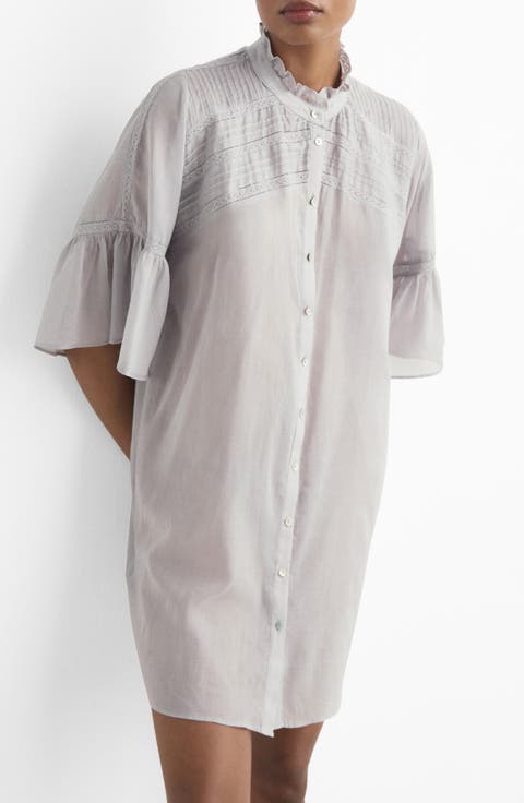 Pintuck Accent Short Sleeve Cotton Nightshirt