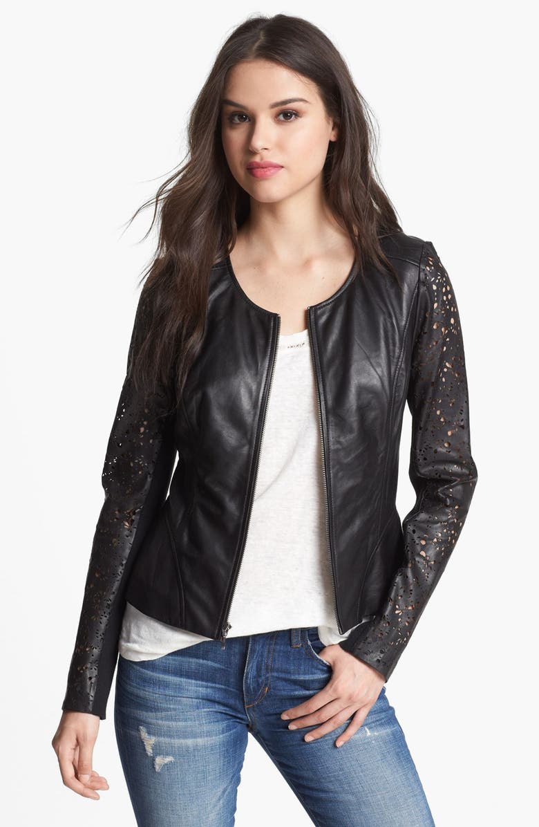 Hinge <sup>®</sup> Laser Cut Leather Jacket, Main, color, 