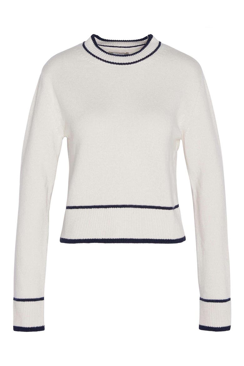 Rochelle Tipped Crop Wool & Cotton Sweater, Alternate, color, CLOUD