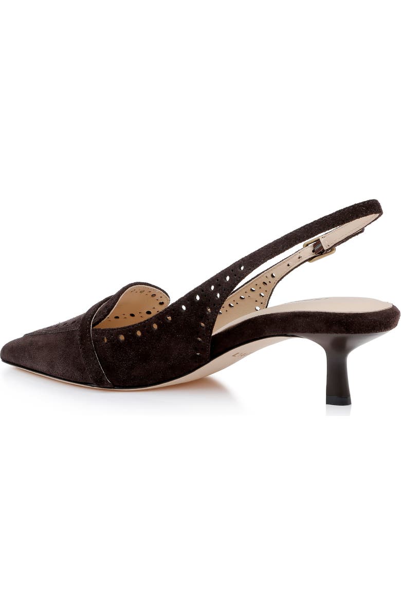 L'AGENCE Lourdes Slingback Pointed Toe Kitten Heel Pump, Alternate, color, Dark Brown Suede