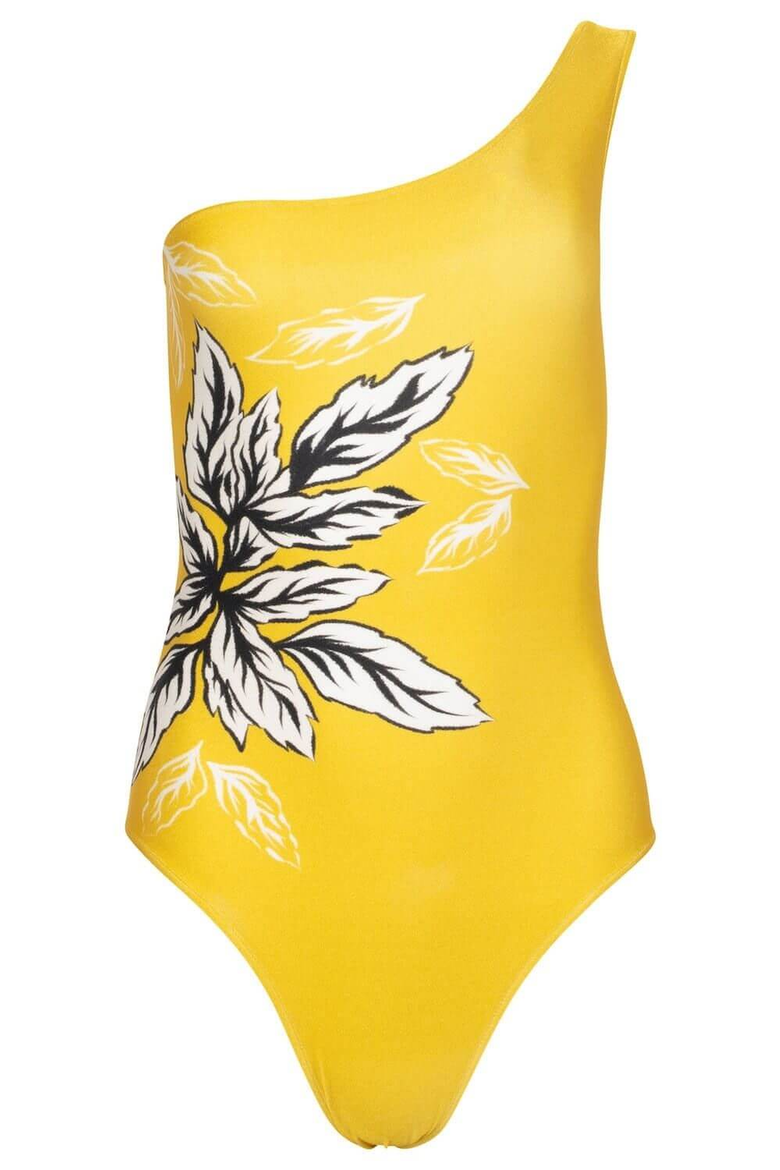 Becky One Shoulder One Piece Swimsuit, Alternate, color, Yellow