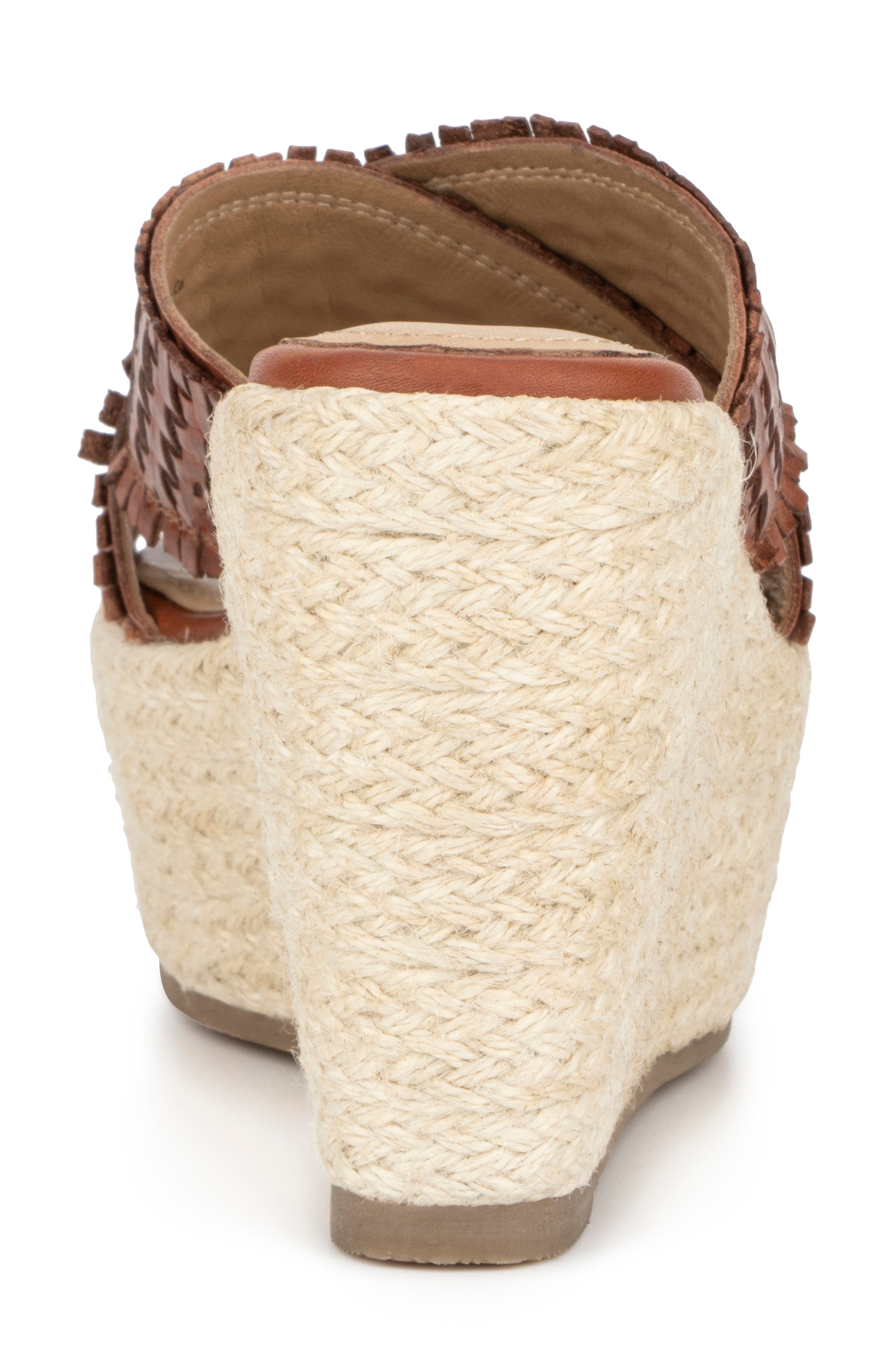 VINTAGE FOUNDRY Lorie Leather Espadrille Platform Wedge Sandal, Alternate, color, Cognac