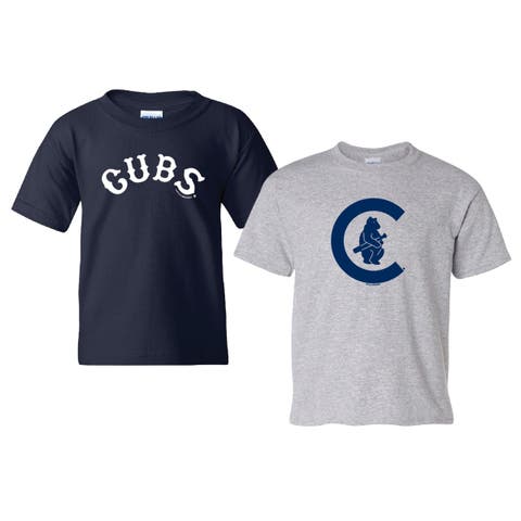 Youth Soft as a Grape Navy/Heather Gray Chicago Cubs Cooperstown 2-Pack T-Shirt Set