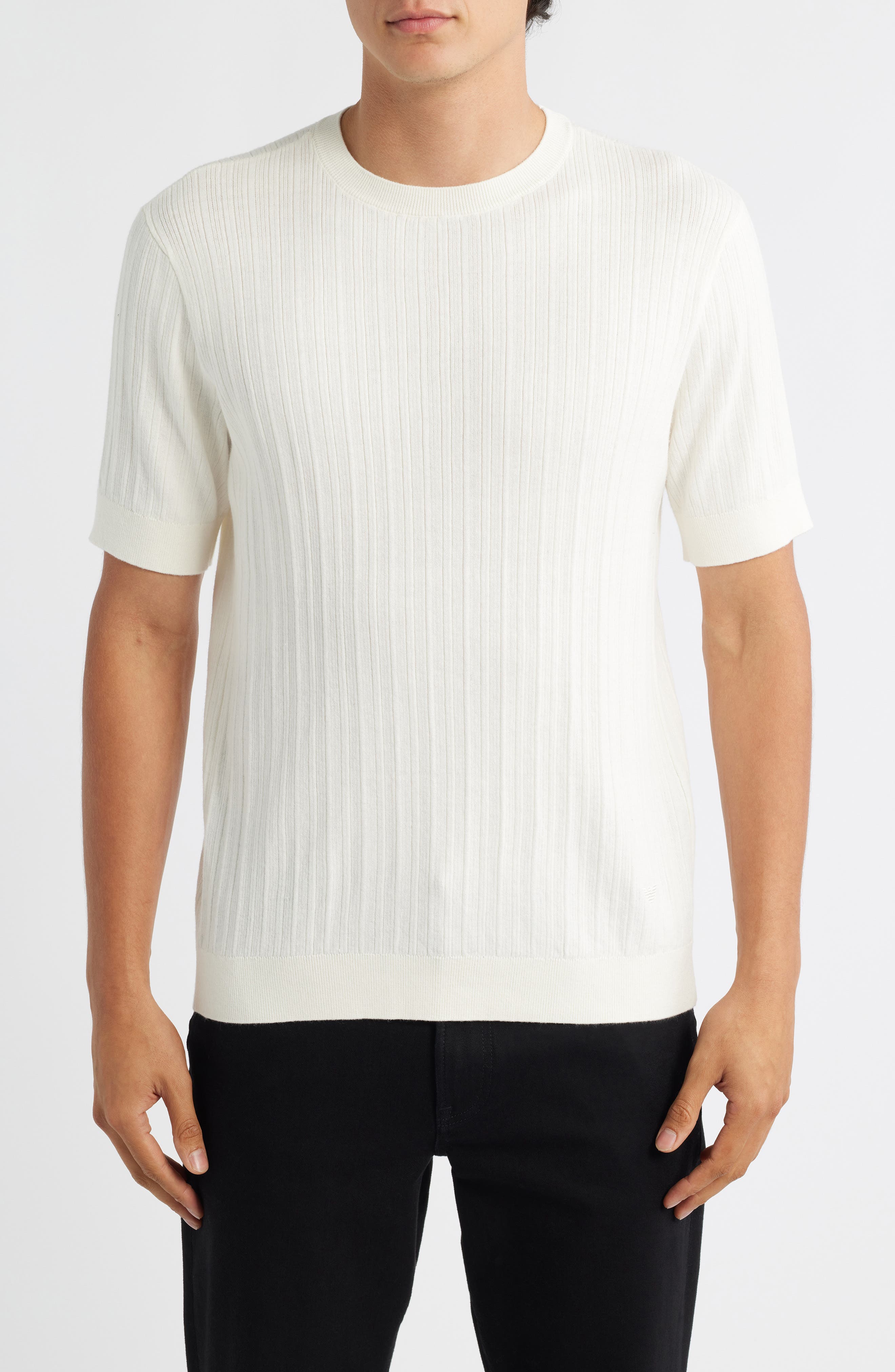 Emporio Armani Short Sleeve Cotton & Cashmere Rib Sweater