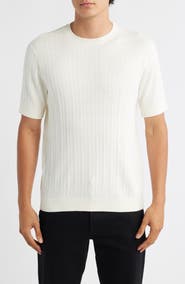 Emporio Armani Short Sleeve Cotton & Cashmere Rib Sweater