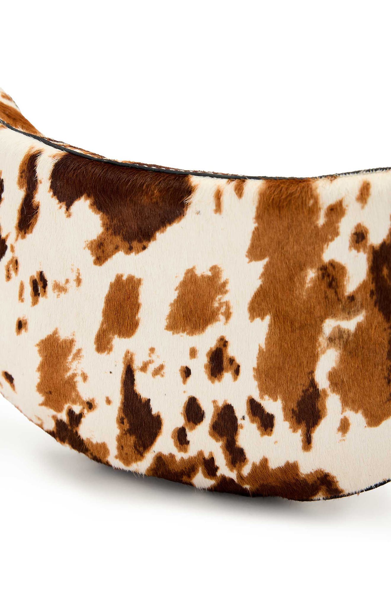 AllSaints Micro Luna Genuine Calf Hair Shoulder Bag, Alternate, color, Cow Print