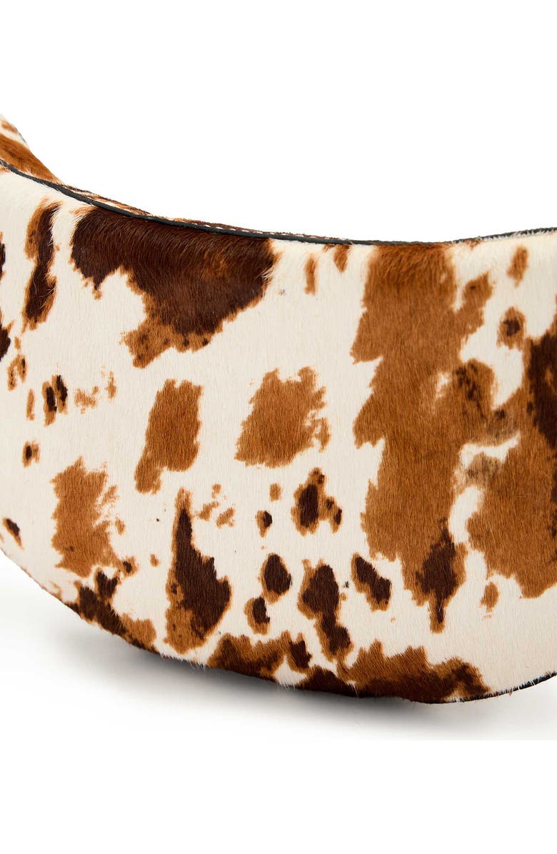 AllSaints Micro Luna Genuine Calf Hair Shoulder Bag, Alternate, color, Cow Print