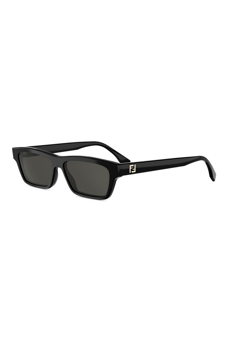 FF Squared 55mm Cat Eye Sunglasses, Alternate, color, SHINY BLACK / SMOKE