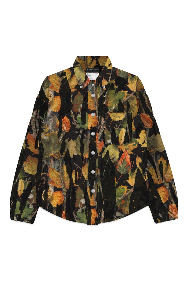 Quilted Long Sleeve Button-Down Shirt, Main, color, DRIP CAMO