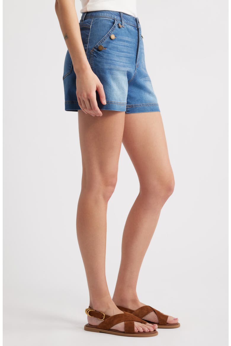 Skyrise Denim Sailor Shorts, Alternate, color, MID BLUE