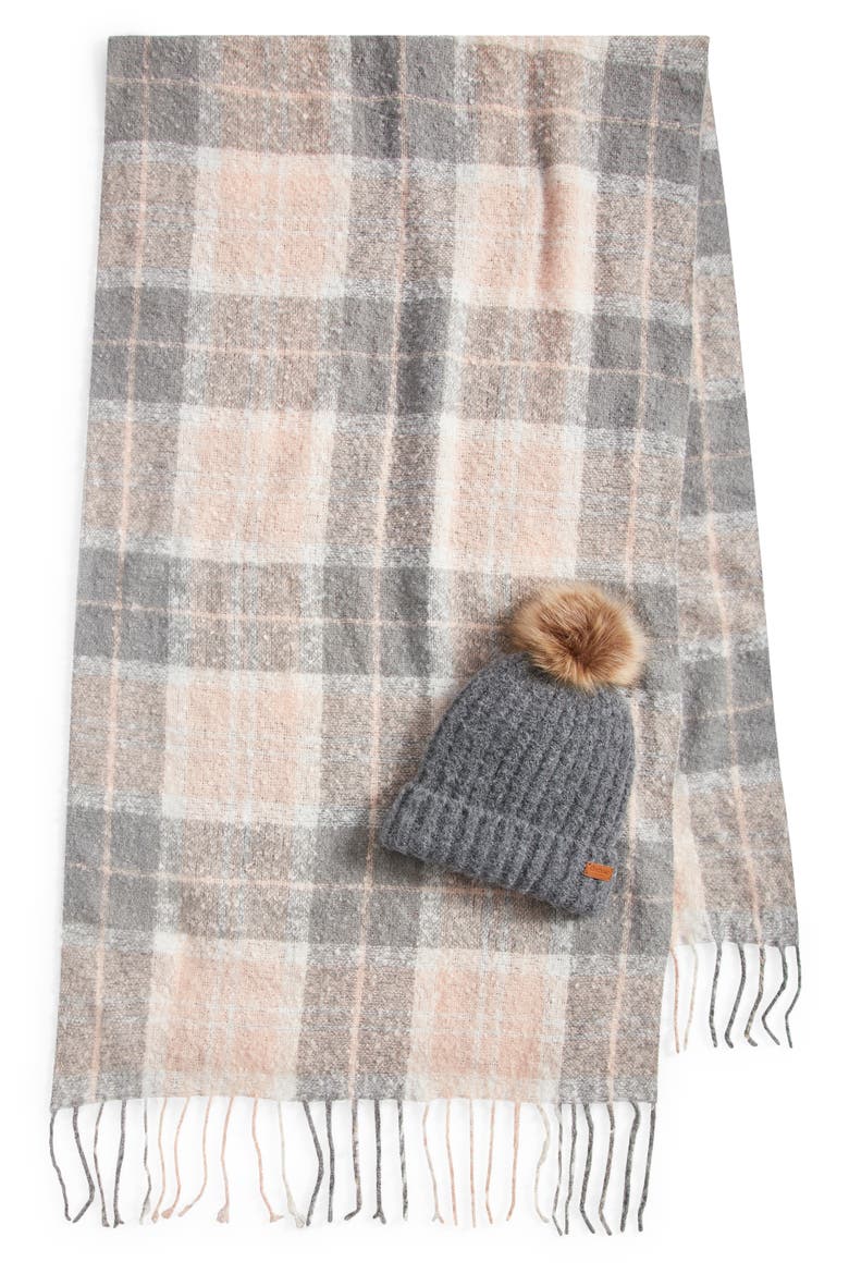 Saltburn Faux Fur Beanie & Scarf Set, Alternate, color, GREY ROSE
