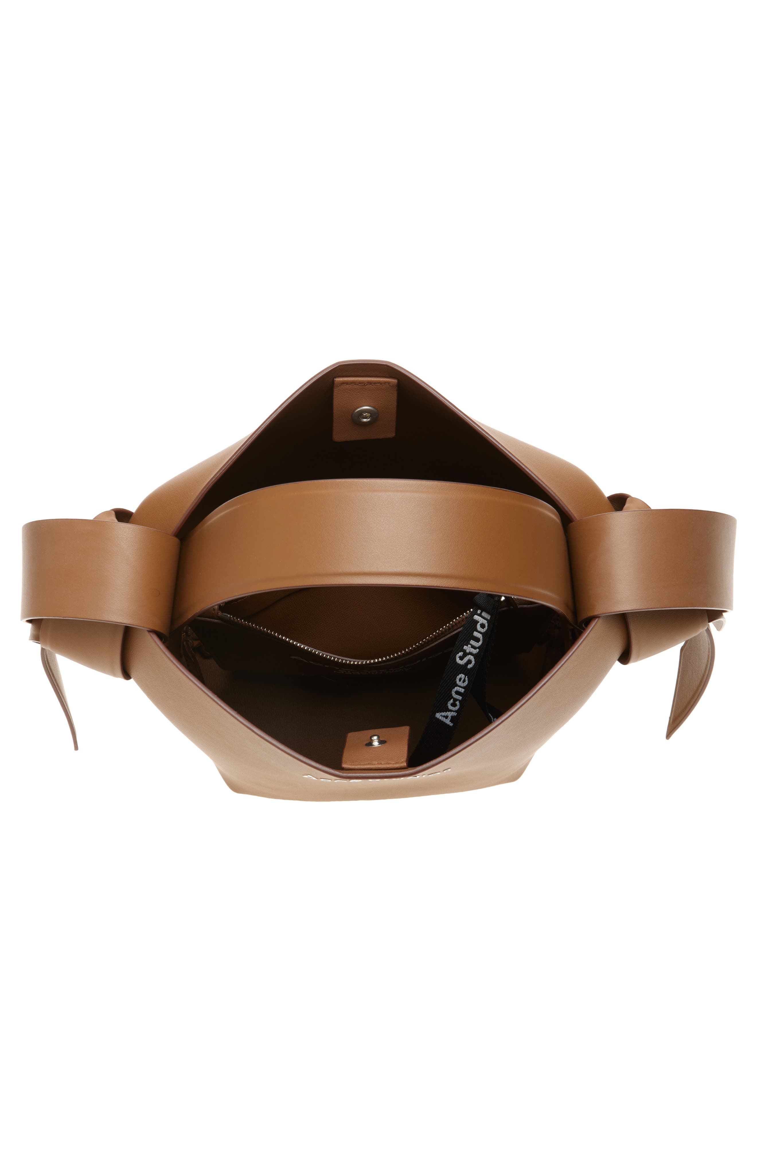 Acne Studios Mini Musubi Leather Shoulder Bag, Alternate, color, Camel Brown