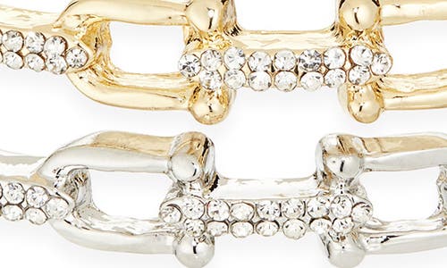 Tasha Set Of 2 Pavé Crystal Link Bangle Bracelets In Gold