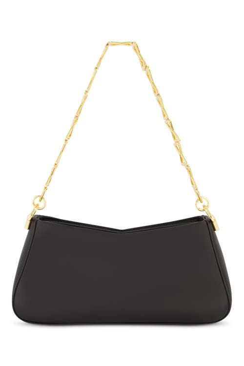 Mac Duggal Nappa Leather Gold Strap Shoulder Bag In Black