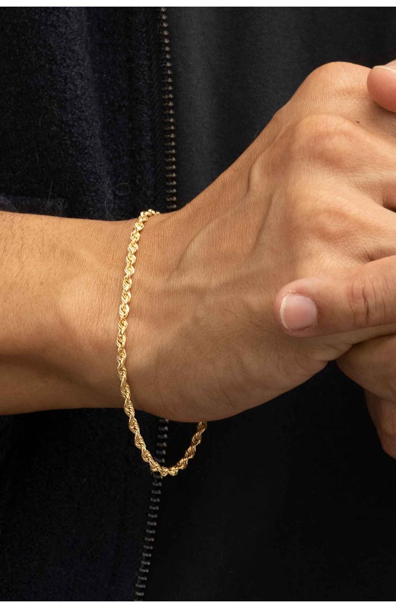 Oradina Men's Titan Rope Chain Bracelet in 14K Gold, Alternate, color, Yellow Gold