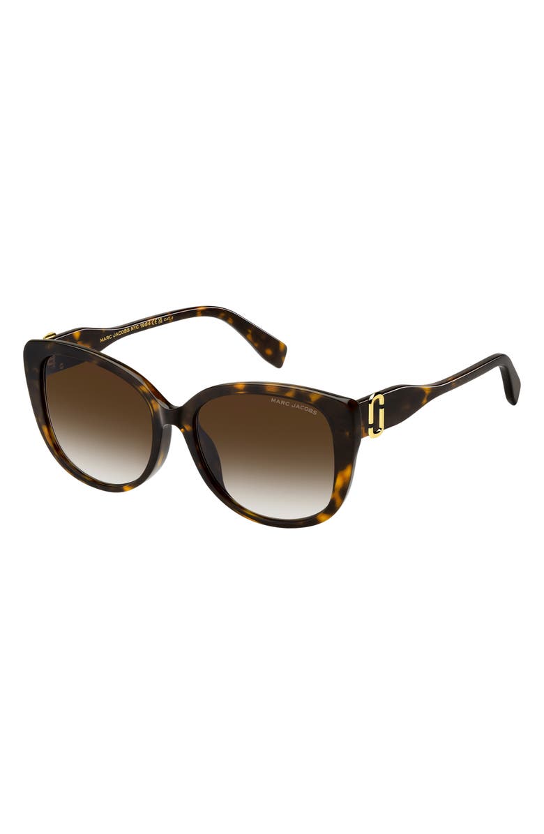 Marc Jacobs 57mm Gradient Cat Eye Sunglasses, Alternate, color, Havana/ Brown