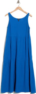 Eileen Fisher Sleeveless Organic Cotton Gauze Tiered Maxi Dress